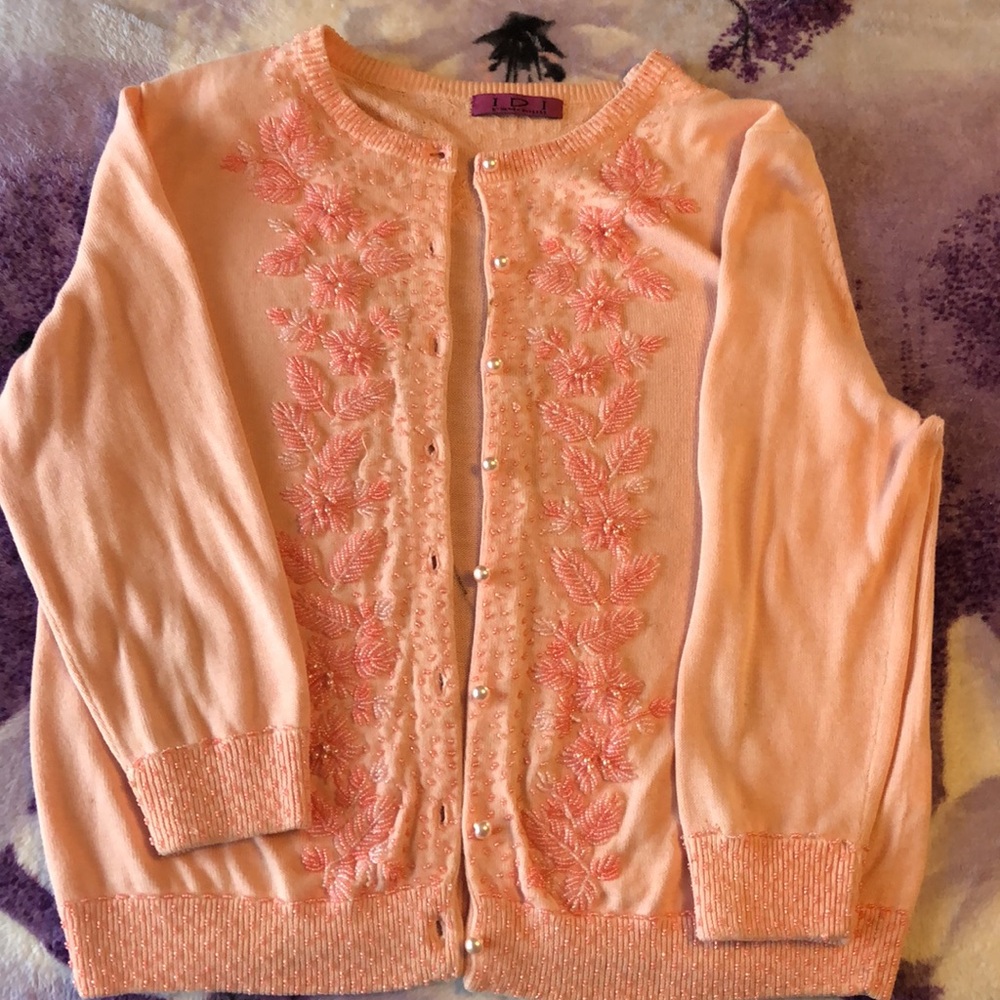 IDI By Matthew - Peachy beaded Cardigan sweater - Sample - Super cute aesthetic